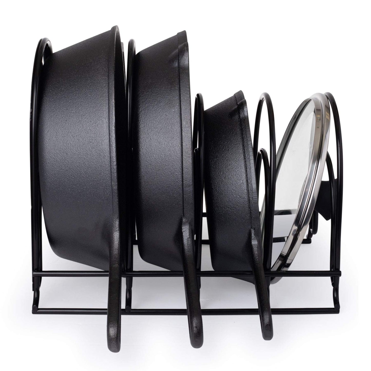 Cuisinel Heavy Duty Pots and Pans Organizer Rack - 12.2"-Inch Tall - 5 Tier Rack - Holds 50 LB - Cast Iron Skillets, Griddles, Shallow Cookware - Space Saving Kitchen Storage - No Assembly Required