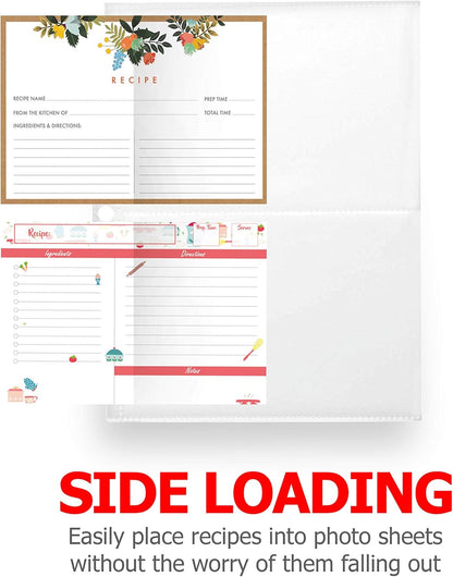 Recipe Card Protectors, 8.5x6.8 Inch Sleeves for Mini Binders, 30 Count, 4x6 Index Card Refill Sheets
