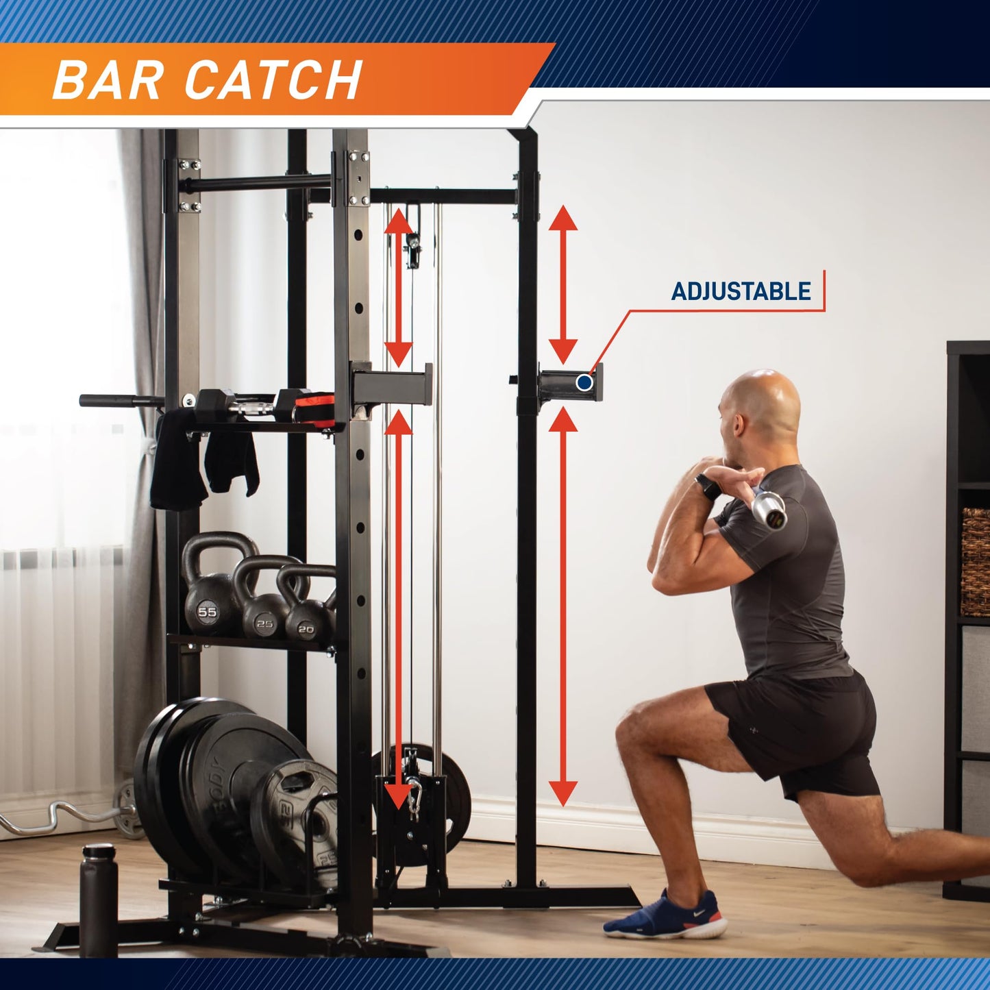 Marcy Olympic Strength Training Power Tower, Cage with Pulley Home Gym System SM-3551AMZ