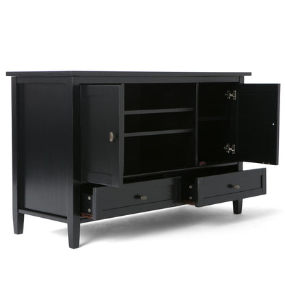 SIMPLIHOME Warm Shaker TV Stand - 47 inch Wide Solid Wood Media Console in Black, Transitional Entertainment Center for TVs up to 50 Inches with 2 Cabinets, 2 Drawers, and Cord Management