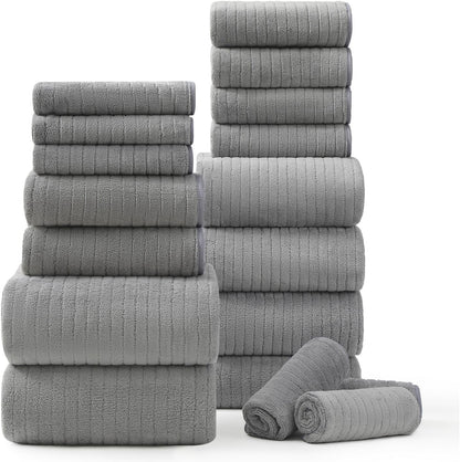 18 Set,Ultra Set Loops-6 Towels,6 Towels,6 Set Piece Bath Towels Soft Family Bathroom Towel with Hanging Bath Hand
