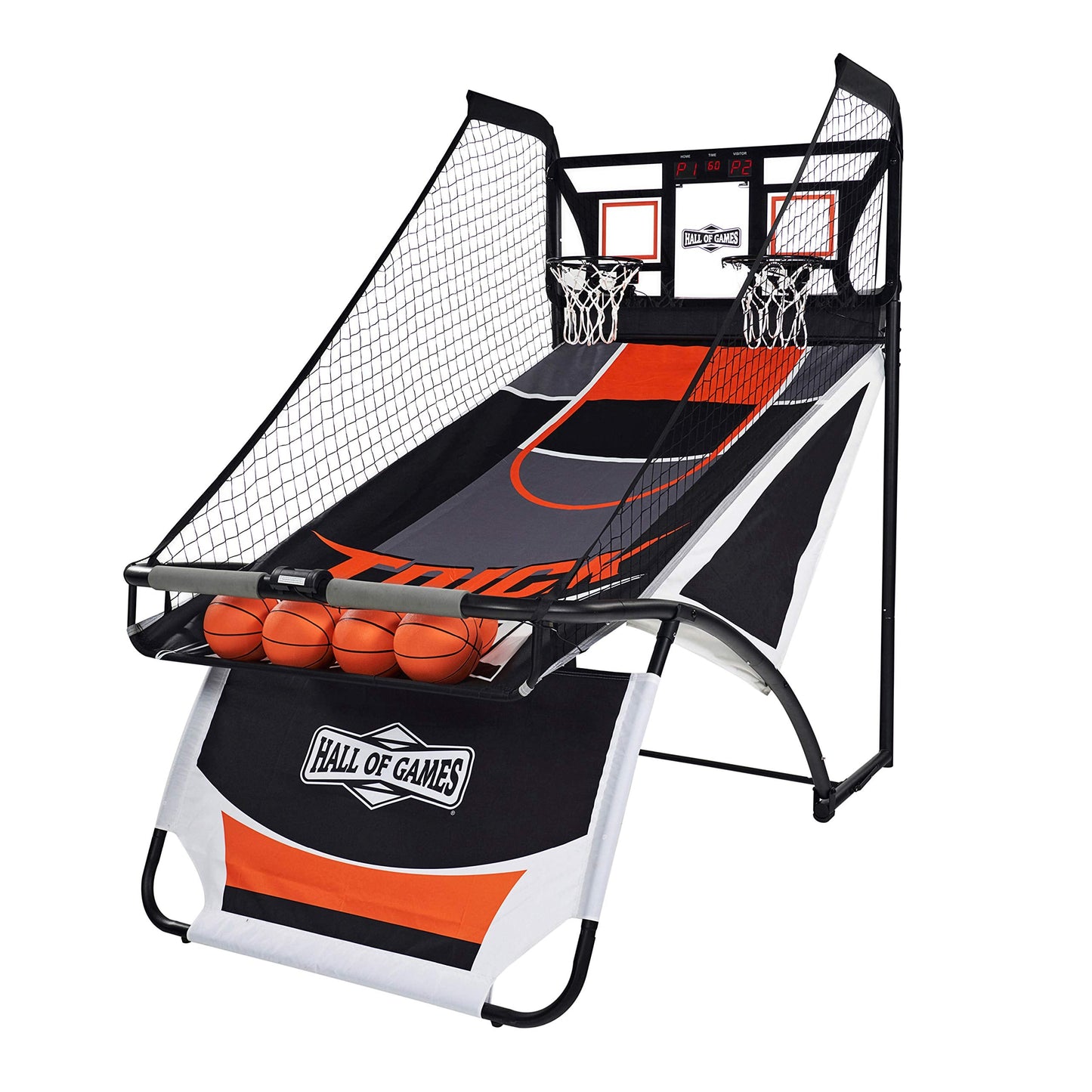 Hall Games Premium Arcade Basketball Shootout - Heavy-Duty Foldable Indoor Arcade Game with Shatterproof Pro-Style Backboard – 2 Player Foldable Basketball Arcade Game