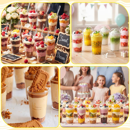 200 3oz Pcs Mini Dessert Cups with Lids and Spoons - Jello, Clear Plastic Parfait & Pudding Shooter Cups for Tasting