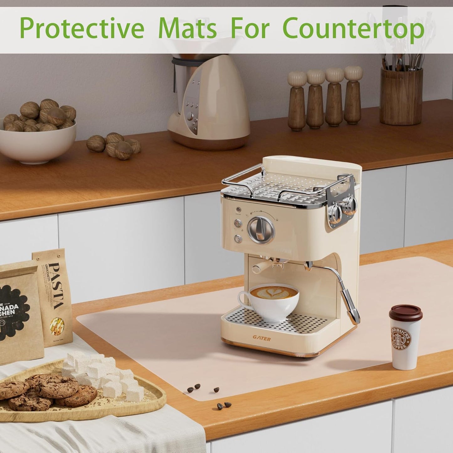 Large Clear Silicone Mats for Kitchen Counter, 14” x 20” Non-slip Waterproof Countertop Protector Liner (2/Pack)