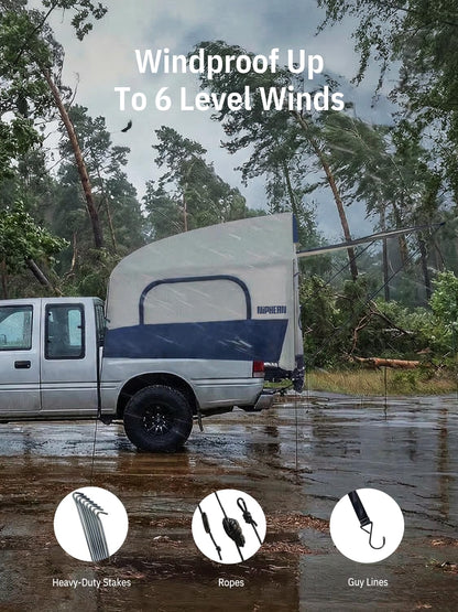 Niphean Truck Bed Tent 5ft with Awning Shade, 2 Mins Fast Setup Inflatable Pickup Truck Tent, for 2 People, PU 3000mm Waterproof, UPF 50+ Sunproof & High-Strength Windproof, Camp Anywhere You Park