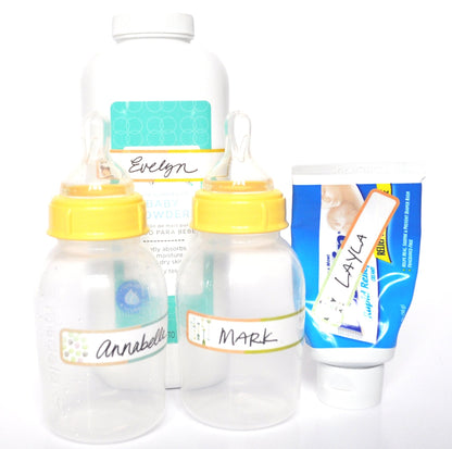 Bottle Labels, Food Pantry Label, Write-On, Self-Laminating, Waterproof Kids Name Labels for Baby Bottles for Daycare School, Dishwasher, Freezer, Kitchen Safe (Simply Colors - Rainbow Inspired)