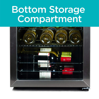 BLACK+DECKER 26 Bottle Wine Fridge with Interior Light and Mechanical Temperature Control, Compressor Cooling Wine Cooler Refrigerator with 4 Wine Racks and 1 Flat Shelf, Wine Bottle Chiller