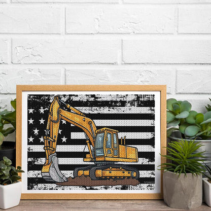 TUTUMAY21 Excavators Diamond Painting Kit, 5D DIY Diamond Art with Round Diamonds for Home Wall Decor and Gifts 12x16 inch