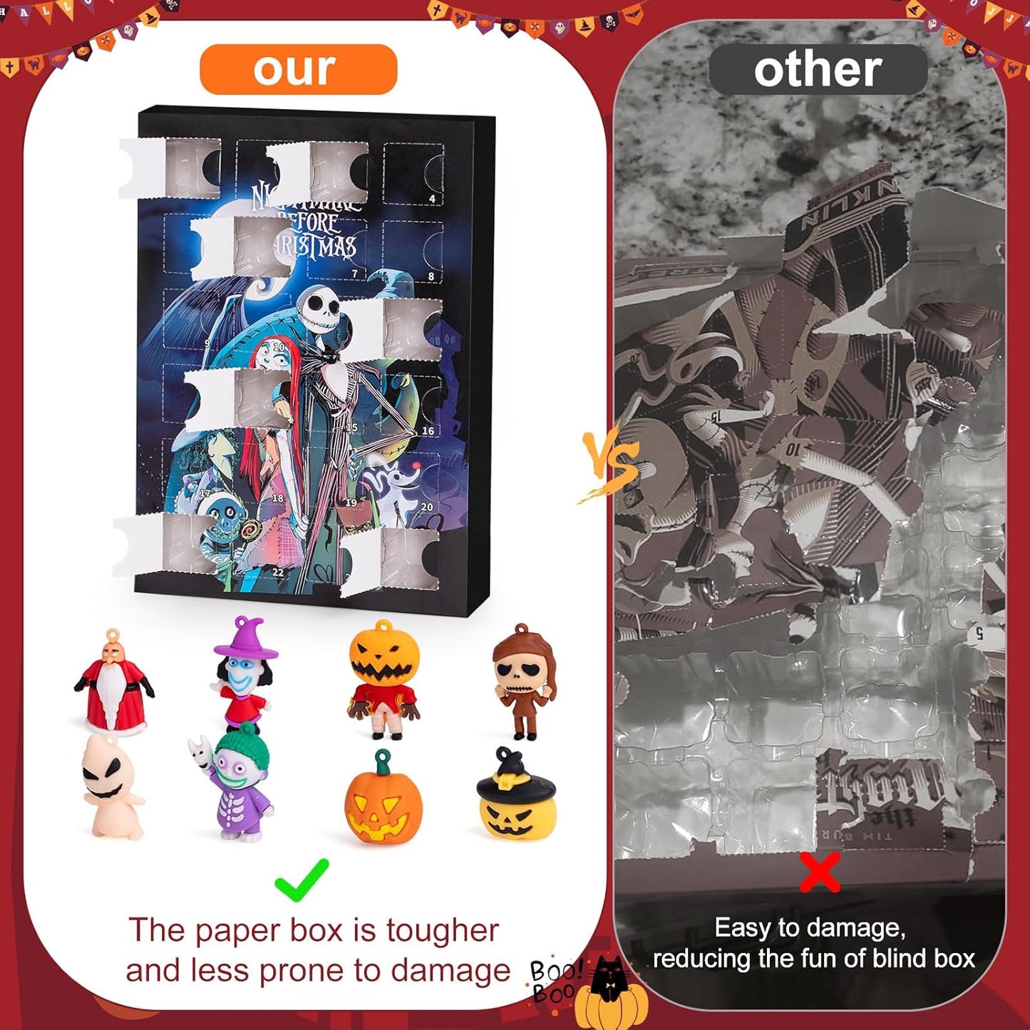 Nightmare Advent Calendar - 24 Collectible Surprises for Kids & Adults | Halloween Countdown Fun