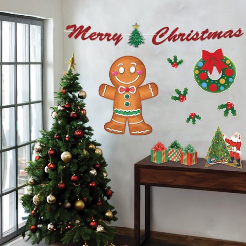 Beistle Jointed Gingerbread Man, 3’- Christmas Wall Decorations, Unique Gingerbread House Décor for Holiday Parties, Winter Wonderland Seasonal Accent for Homes and Classrooms