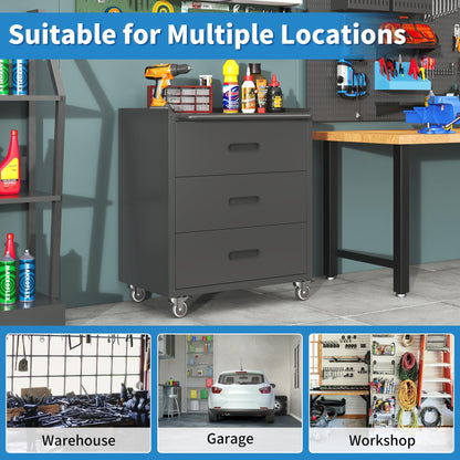 VIYET 2-Pack Rolling Garage Tool Cabinet,Heavy Duty Steel Rolling Tool Chest with Lockable Doors & Adjustable Shelves,Mobile Workshop Storage Cart for Garage Organization,Black