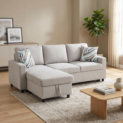 Trygoal Pull Out Couch, L Shaped Sectional Couch with Pull Out Bed, Convertible Sofa Bed with Storage Chaise, Queen Size Sleeper Sofa, Sofa Bed Couch, Sleeper Sofa with Storage, Gray