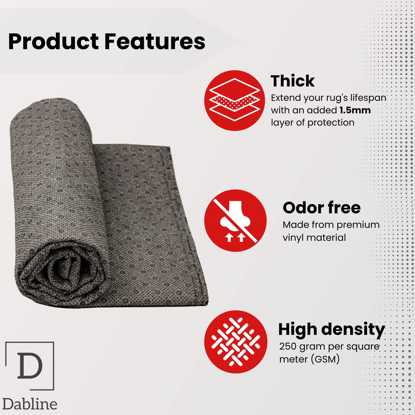 DABLINE 80" x 120" Non Slip Tufting Backing Fabric – Thick Rug Backing Pad with Vinyl Dots for Rug Tufting, Punch Needle & DIY Rug Making Supplies