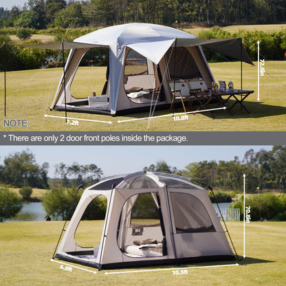 Vidalido 4-6 Person Camping Tent with 3 Door 2 Room Large Family Cabin Tents, Double Layer Waterproof Portable Glamping Tent, Big Tents for Outdoor Camping Hiking and Backpacking