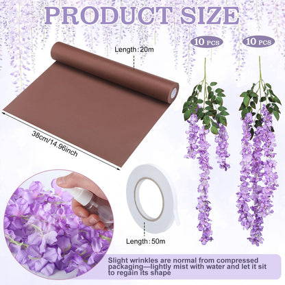 Giegxin DIY Wisteria Tree Hanging Flowers Branches 3D Paper Blossom Tree for Home Classroom Wall Spring Decor Fake Ceiling Flowers 20 Wisteria Branches for Indoor Bedroom Forest Background(Pruple)