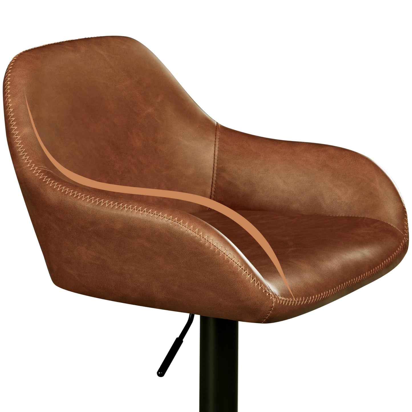 Yaheetech Bar Stools Set of 4, PU Leather Swivel Counter Height Barstools, Adjustable Bar Chairs with Backrest and Footrest, Kitchen Island Stool for Home Kitchen, Retro Brown