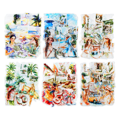 AuriicLeaf Romantic Travel Scrapbook Stickers Set, 180PCS Landscape Ephemera for Scrapbooking, Junk Journaling, Crafting, DIY Projects, Diaries, and Art Supplies