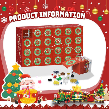 2025 Set, 24 Countdown 6+ Advent Calendar Train Building Blocks Days Surprise Christmas Calendars Toy Building Blocks