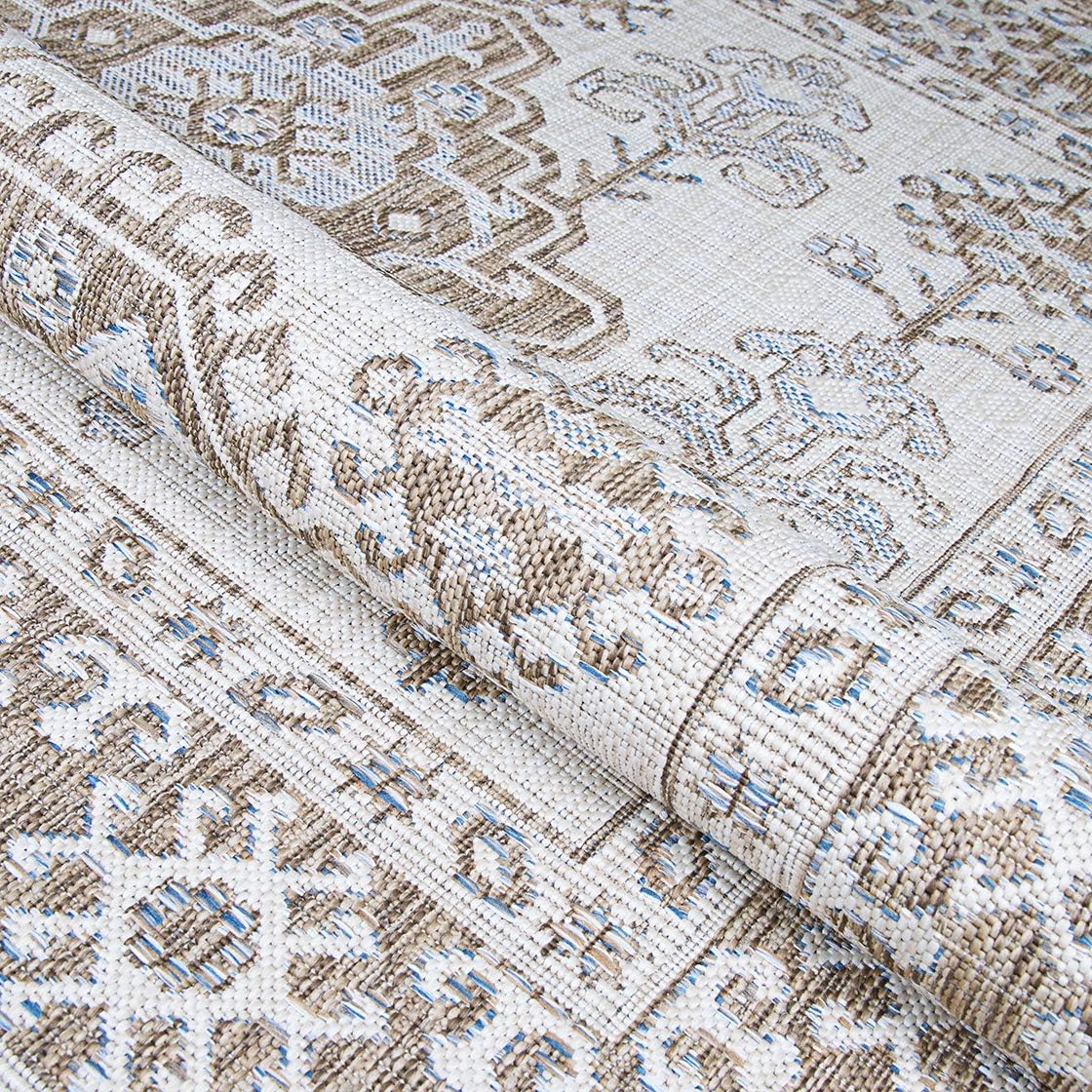 Couristan Charm Woodburn Indoor/Outdoor Area Rug, Ivory-Sand, 2'2" x 4'3"