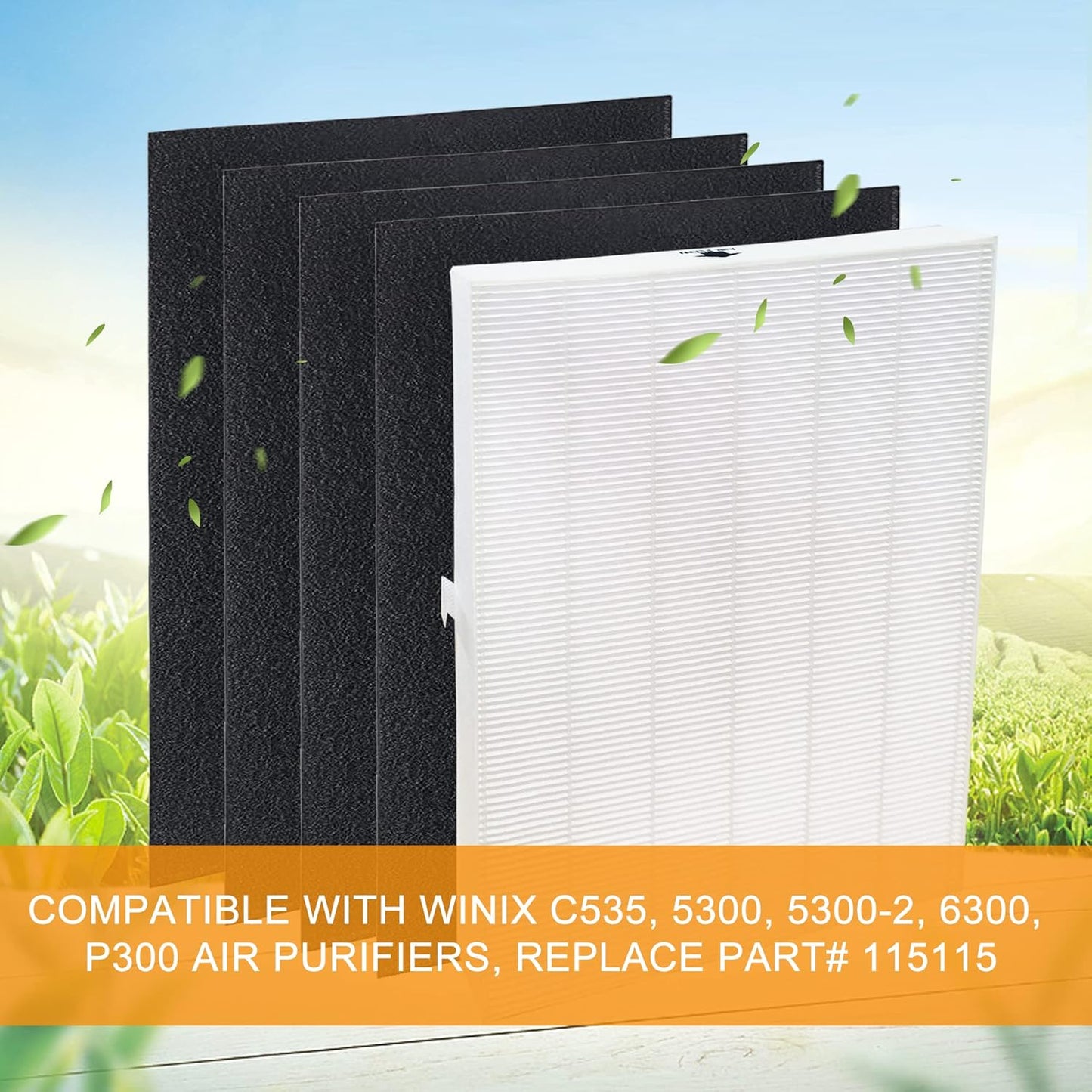 Compatible with Winix 115115 Replacement Filter A for Winix C535, 5300, 6300, 5300-2, P300 Plasma Wave
