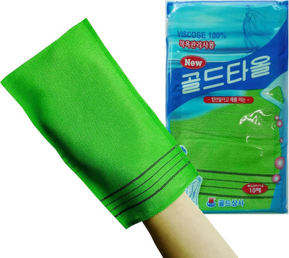 GOLDSANGSA Korean Exfoliating Towel Washcloth Mitts, Large 10pcs, Italian Towel Skincare Exfoliating Scrub Bath Cloth
