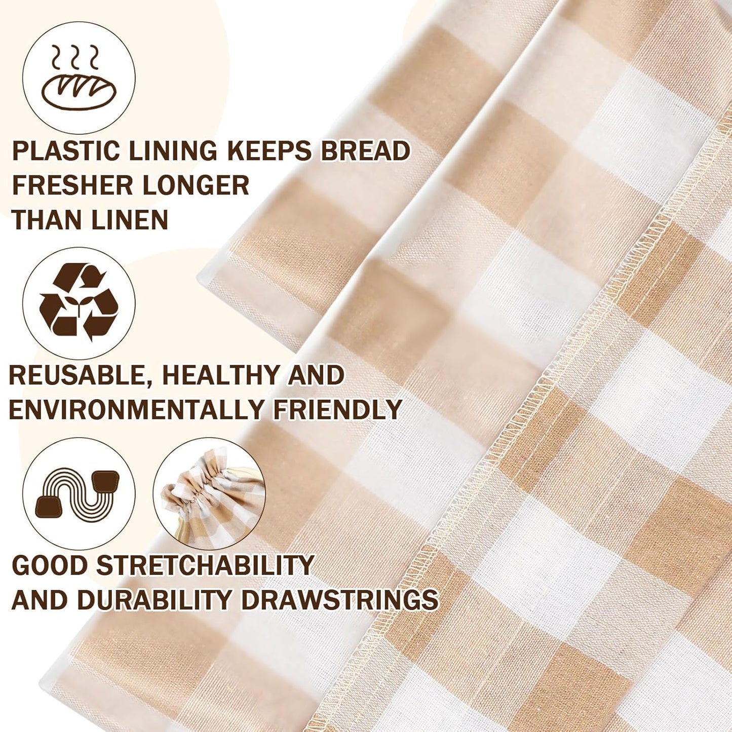 2 13 17 Inches Pcs Linen Bread Bags for Homemade x Sourdough Bread Container Reusable Linen Storage Bag with Plastic