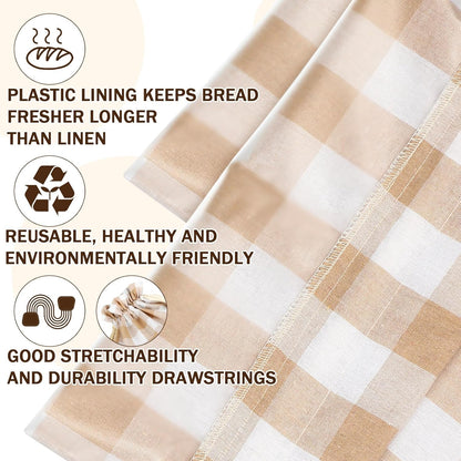 2 13 17 Inches Pcs Linen Bread Bags for Homemade x Sourdough Bread Container Reusable Linen Storage Bag with Plastic