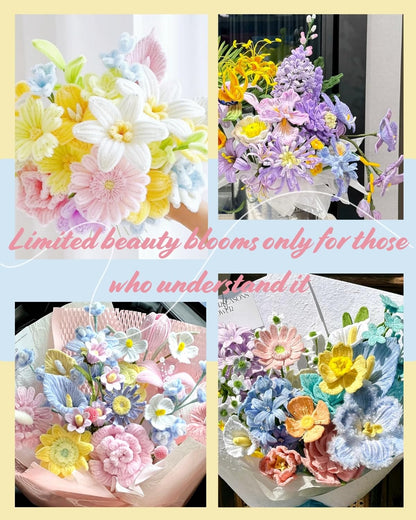 YYUENGTAK 500 Pcs Pipe Cleaner Flower kit with tutoria,Pipe Cleaners Craft(6 Colors)，Chenille Stems Flowers Craft kit with 20 pcs Green Floral Wires,Gardening Tape,Stamen(2 Colors),Pearl Beads,pompoms