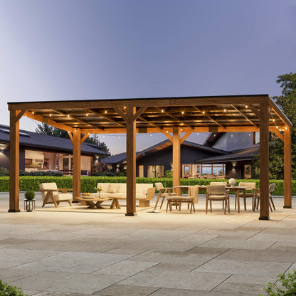 Big Leaf 12x20 Foot Cedar Hardtop Gazebo with Slanted Roof - Durable Rot-Resistant Wood Grill Pavilion, Supports Extreme Snow Loads & High Wind Resistance, Ideal for Deck, Yard or Garden Installations