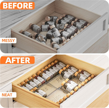 Spice Drawer Organizer, 4 Tier 4 Pack Clear Acrylic Seasoning Organizer, Expandable Kitchen Spice Rack (Jars not