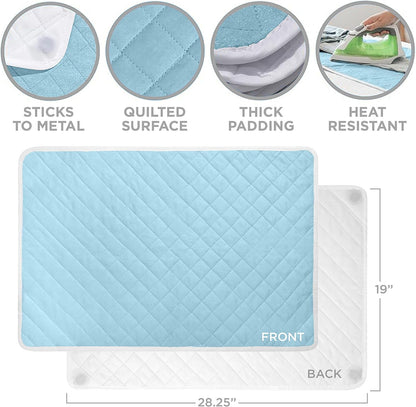 HOLDN’ STORAGE Ironing Mat, Magnetic Laundry Mat, 28.25” x 19”, Blue, Quilted, Washer and Dryer Countertop