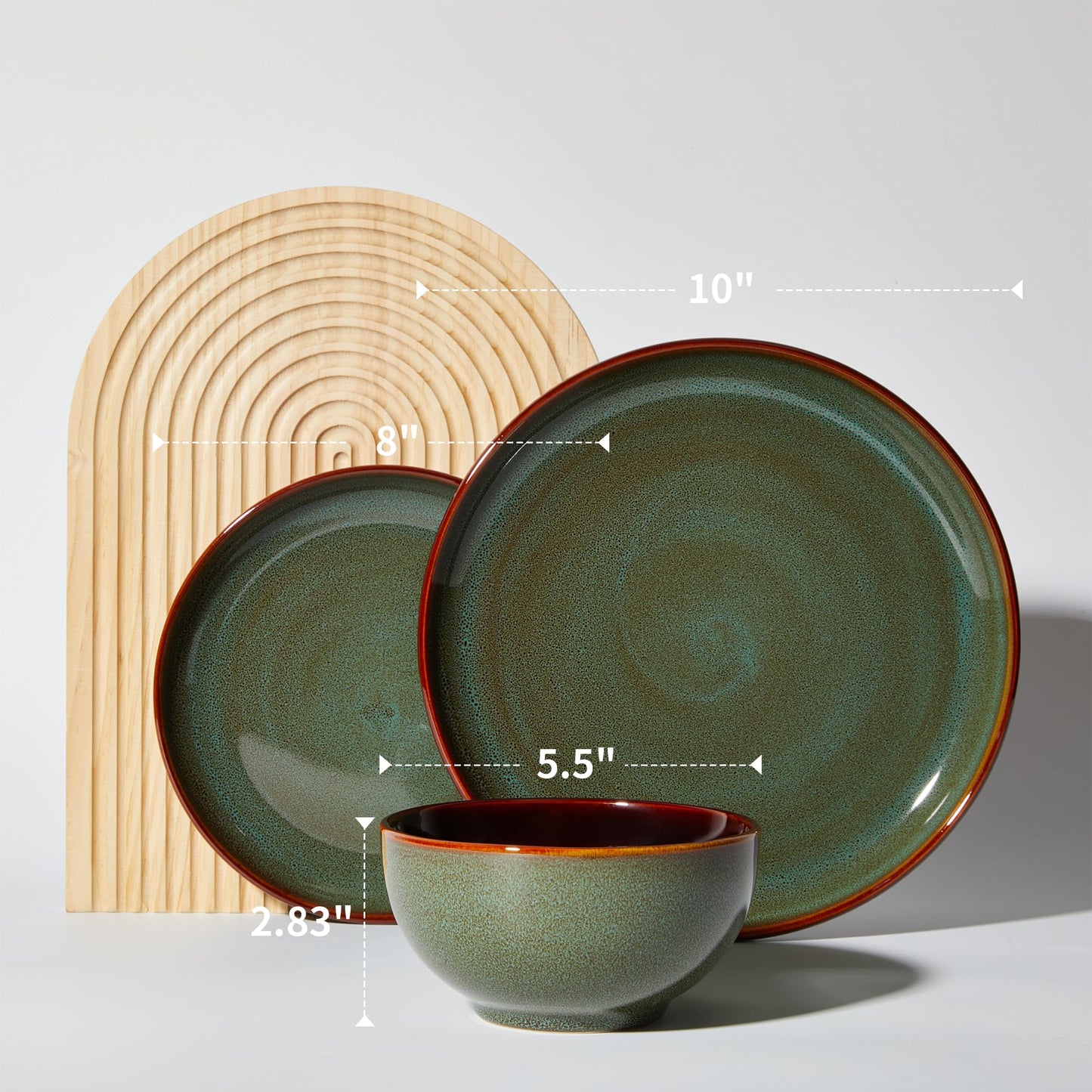 Pokini Stoneware Dinnerware Sets, Ceramic Plates and Bowls Set, Microwave & Dishwasher Safe Kitchen Dishes, Modern Dinner Salad Plates | Cereal Bowls, Dishware Sets Service for 4 Sage Green