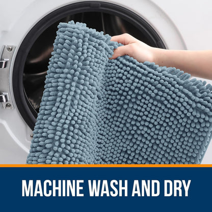 OLANLY Large Bathroom Rugs - Extra Soft Chenille Bath Mats with Rubber Backing | Quick Dry, 70x46, Airy Blue