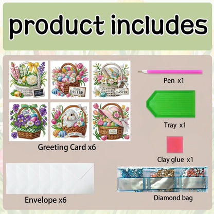 BAYUNOE 12Pcs Easter Greeting Card DIY Diamond Art Painting Greeting Cards Special Shaped Diamond Blessing Folding Card Kit Arts Crafts for Holiday Festival-01