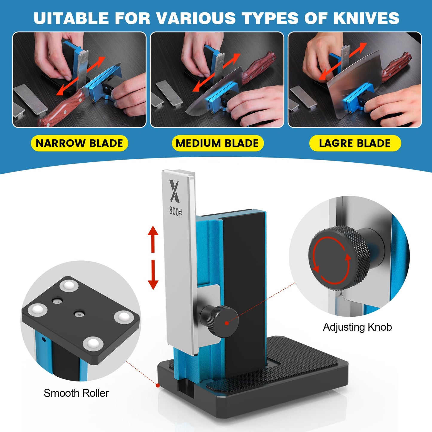 XARILK Upgraded Rolling Knife Sharpener Kit – Adjustable 10 – 40°, Removable Diamond Stones (320#, 800#, 2000#), Compact & Portable – Premium Knife Sharpening System for Kitchen & Outdoor Use