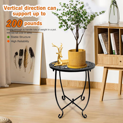Fashion&cool 14 Inch Patio Side Tables, Weather Resistant Metal Outdoor Side Table for Halloween, Round End Table Side