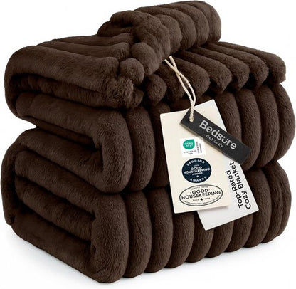 Bedsure GentleSoft Dark Chocolate Fleece Blanket - Cozy, Soft Throw for Couch | 108x90 Inches