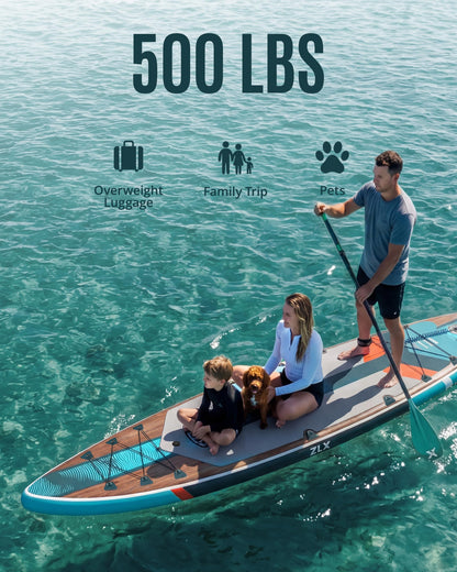 ZLX 11'6" Extra Wide Inflatable Paddle Board, Touring Stand Up Paddleboard, Fast-Tracking SUP for Long-Distance, Stable Center Fin, Portable Backpack & Accessories for Adults, 500lb/3 People/Family