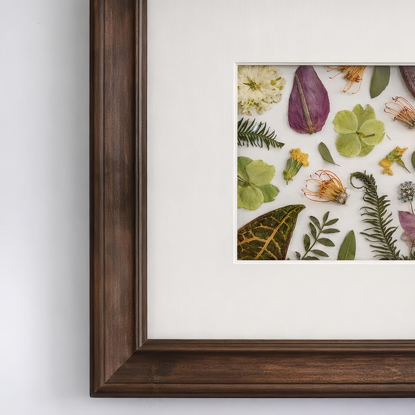 Volakk Large Floating Frame16x20 Walnut Wood Pressed Flower Frame Double Glass Floating Picture Frames for Pressed Flowers Wall Art Dried Flowers Frame