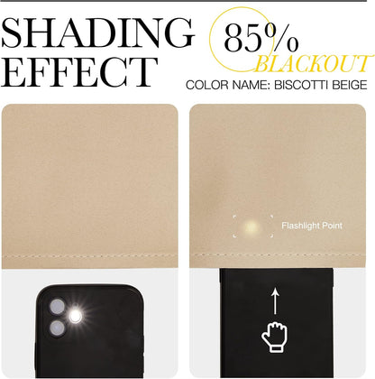 NICETOWN Room Darkening Curtains - Thermal Insulated Grommet Draperies for Bedroom | Biscotti Beige, 2 Panels (W42 x L50)