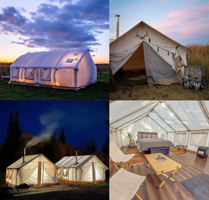 WHITEDUCK Alpha Canvas Wall Tent Waterproof 4 Season Outdoor Camping & Hunting Tent w/Heavy Duty Aluminum Frame, Best for Large Groups, Families & Outfitters (14'x16', Water Repellent)