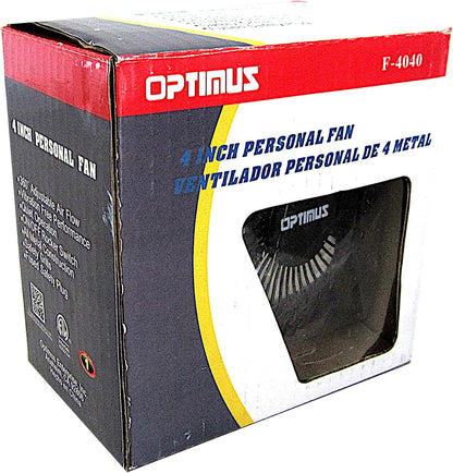 Optimus F-4040BK 4" Personal Metal Fan - Black