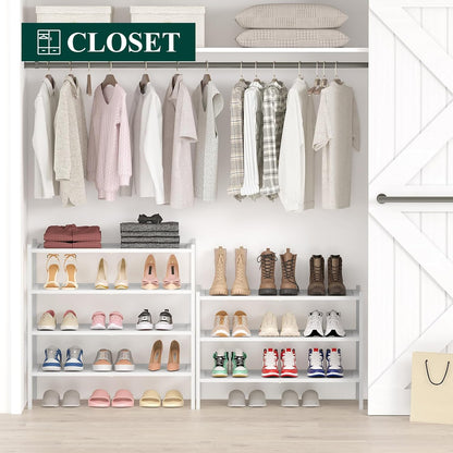 2 Closet, Smiry Bamboo Shoe Rack, Tier Shoe Organizer for Entryway & Stackable Free Standing Storage Shelf for Shoes
