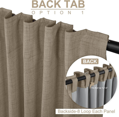 Plaza Taupe 100% Blackout Linen Curtains - Thermal Insulated Drapes for Bedroom | 50" W x 90" L, 2 Panels