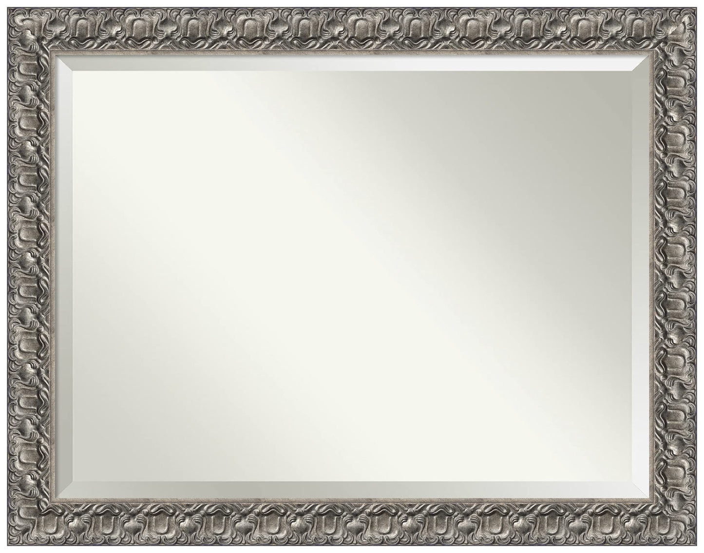 Amanti Art Silver Bathroom Mirror for Over Sink, 36x46 Silver Luxor Rectangle Vanity Mirror, X-Large Traditional Wood Frame, Hangs Horizonally and Vertically, Bathroom Wall Decor, Beveled Edge