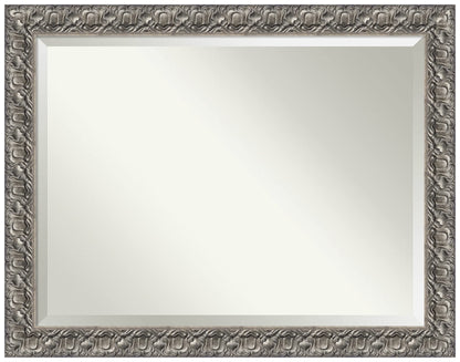 Amanti Art Silver Bathroom Mirror for Over Sink, 36x46 Silver Luxor Rectangle Vanity Mirror, X-Large Traditional Wood Frame, Hangs Horizonally and Vertically, Bathroom Wall Decor, Beveled Edge