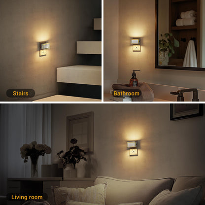 JandCase LED Night Light, [2 Pack] Night Lights Plug into Wall with Dusk to Dawn Sensor, Dimmable Plug in Night Light, Adjustable Brightness, 3000K Soft White Nightlight for Bedroom Bathroom Hallway