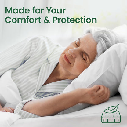 18" SafeRest Waterproof Mattress Protector Queen Size Absorbent Breathable Soft Fitted Bed Cover with Deep Stretchable