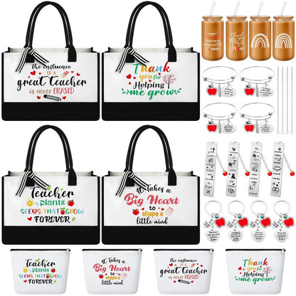 Paterr 24 Pcs Teacher Appreciation Gifts for Women Thank You Inspirational Gifts in Bulk for Graduation Tote Bags (Forever)