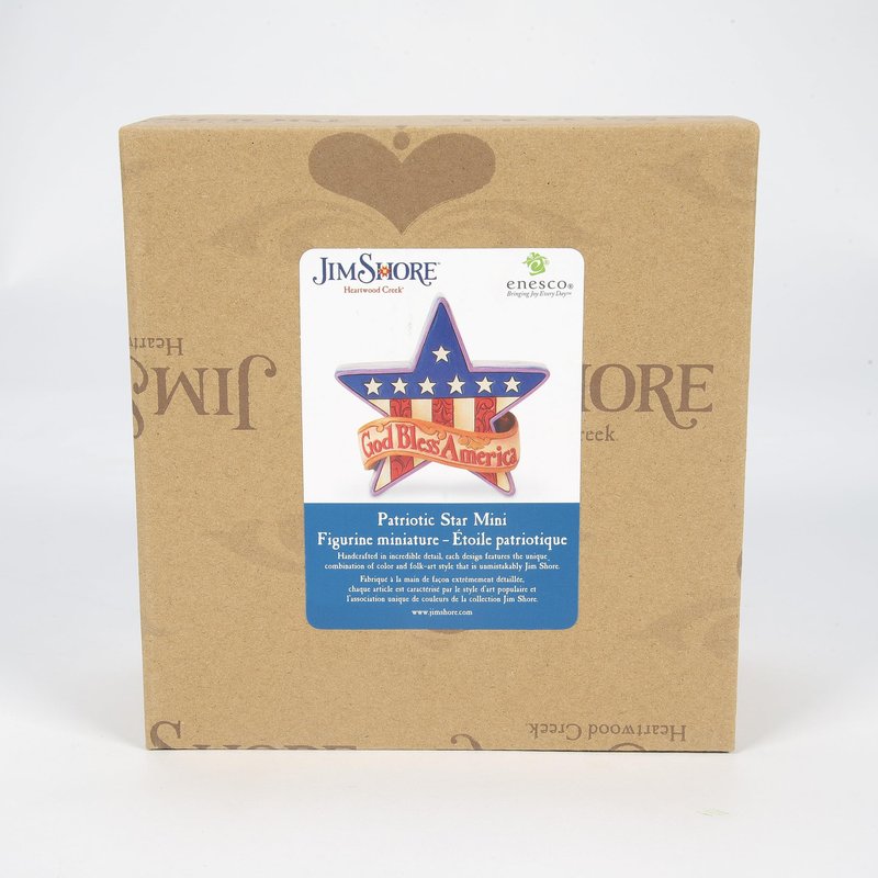 Enesco Jim Shore Heartwood Creek Patriotic Star America Miniature Figurine - Stone Resin Hand Painted Crafted Collectible Decorative USA Mini Figurines Home Decor Statue, 3.6 Inch
